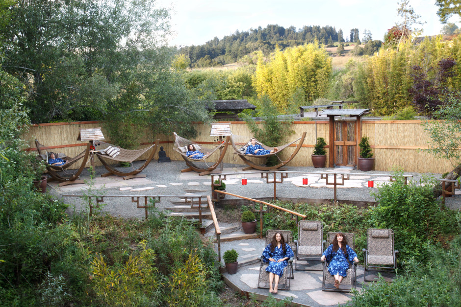 Swinging Cloud Chairs at Osmosis Spa