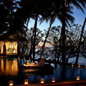 Stargazing from the pool at Spa Village Resort Tembok, Bali